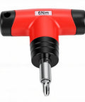 Pissente T Handle Preset Torque Wrench 6Nm Ratchet Screwdriver Precision Adjustment Tool in red with hex drive for delicate fastening.