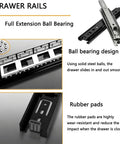 Heavy Duty 45mm Drawer Runners With Full Extension Drawer Slides Three Section Steel Ball Bearing Rails Side Mount features