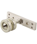 Silent Rolling Folding Door Pulley Crafted For A Hella Smooth Glide On Top Hung Wood Screens And Barn Tracks Built Tough Zinc Alloy Hardware Replacement Unit Silver on metal plate with wheels.