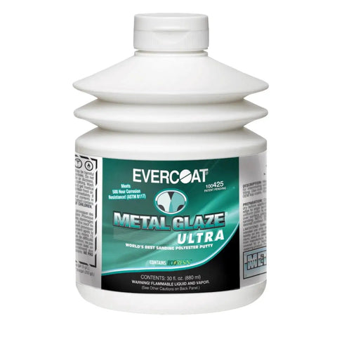 Metal Glaze Ultra Polyester Putty For Fiberglass, Aluminum, And Steel Finishing Coat That Sands Smooth With EcoResin Technology 30 oz