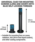 80 Piece PC Fan Screw Kit With Black Carbon Steel Screws And Blue Nylon Patch, Includes 30mm Long And 10mm Short UNC 6-32 Screws