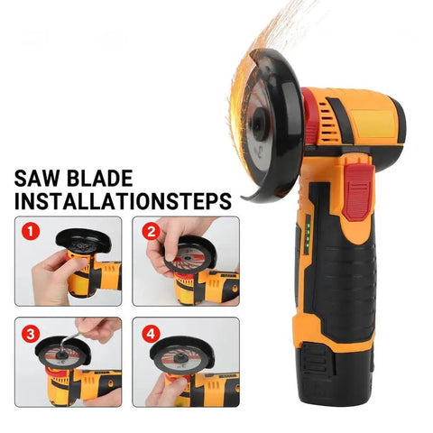 12V Cordless Brushless Angle Grinder With 2.0Ah Battery, Portable One Handed Power Tool For Metal And Wood Cutting, Grinding, And Polishing, Lightweight Handheld Grinder For Home DIY Projects with saw blade installation steps