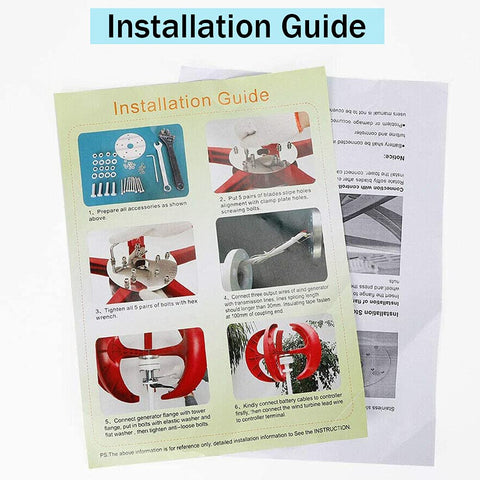 Installation guide for 600W 24V Wind Turbine Generator With Five Blades Vertical Axis VAWT Lantern Motor And Controller.