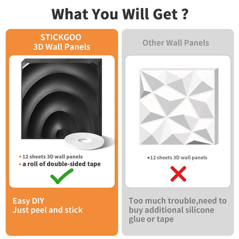 Black Semicircle 3D Wall Panels With Peel And Stick Tape For DIY Interior Wall Decor Pack Of 12 Tiles Covering 32.34 Sq Ft With Strong Adhesive Backing And Easy Install No Glue Needed