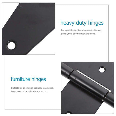 T Shaped Iron Door Hinges 8 Inch Black Painted Built To Last Heavy Duty Gate Hinges Replacement For Home Doors Two Pieces