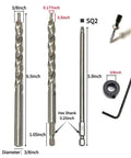 4 Piece 3 By 8 Inch Drill Bit Set With Depth Stop Collar And 2 SQ2 Screwdriver Bits One Quarter Hex And Round Shank
