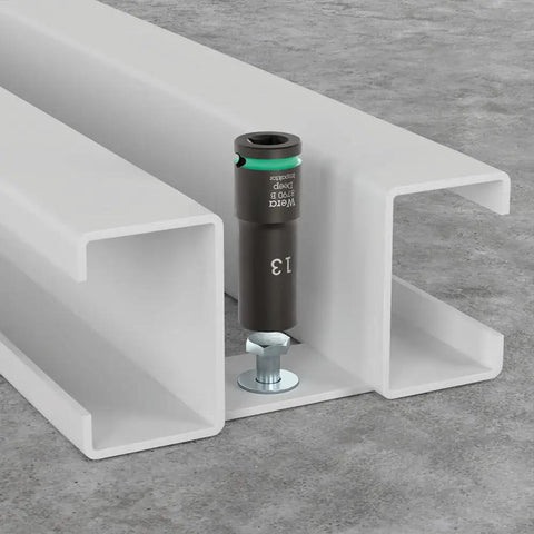 Long Three Eighths Inch Drive Deep Socket Set Fourteen Piece Impaktor Technology used on threaded rod in tight space