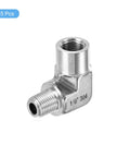uxcell 1/8 in. male to 1/8 in. female 90° street elbow, 304 stainless steel pipe fitting, silver