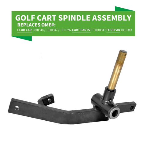 Driver Side Spindle Assembly For Club Car DS Golf Carts 1981 2003 Front Wheel Spindle Replacement Fits Gas And Electric Models OEM Compatible Direct Fit Front Driver Side Spindle For Rugged Replacement On Club Car DS Gas And Electric 1981 To 2003, black steel with threaded shaft