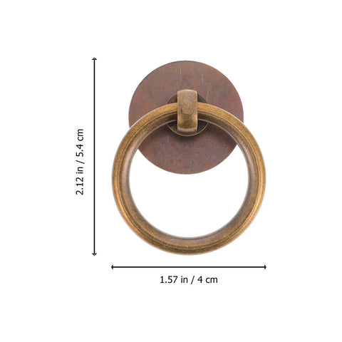 Retro Style Ring Cabinet Pulls And Drawer Handles In Solid Brass 4cm Antique Bronze Finish Dope For Wardrobe And Dresser Cabinets 2 Pack Hardware Upgrade For Home Decor. Close-up front view showing 4 cm diameter and 5.4 cm length in bronze.