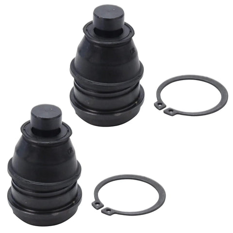 Close-up of two front lower ball joints from Front Suspension Kit With 2 Front Wheel Bearing Hubs 2 Front Lower Ball Joints And 2 Stabilizer Sway Bars For 2011 2013 Kia Sorento And 2007 2012 Hyundai Santa Fe Beefs Up Front End Replacement For A Smooth Quiet Ride.