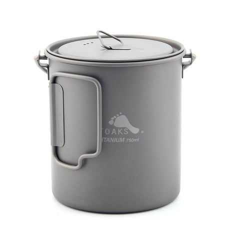 Ultralight Titanium 750ml Pot With Bail Handle For Camping And Backpacking Cookware, Open Flame Ready Mug, side view