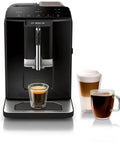 Fully Automatic Espresso Machine With Ceramic Burr Grinder Offering Straight Up Perfect Bean To Cup Coffee Through No Sweat One Touch Brewing And Creamy Milk Frother, showing espresso and coffee cups.
