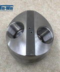 Suction check valve body for BFT waterjet pump intensifier CP022040/591, metal, Win-Win logo, front view