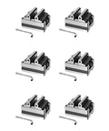 Self Centering Concentric Vise Featuring A Six Axis Rotary Turntable Fixture For Tight Machining Jobs, multiple vises on display.