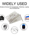 Micro Screw Repair Kit With Precision Screwdriver, 630 Silver Stainless Micro Screws In 18 Sizes for glasses, watches, electronics.
