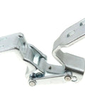 Premium Chrome Door Hinge Set For Ford Transit Connect 2010 Through 2013 shown from an angle, highlighting the chrome finish and pivot design.