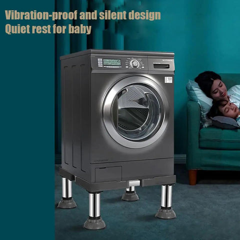 Washing machine on Heavy Duty Adjustable Washing Machine Stand with Suction Feet, Retractable Width 40 to 65 cm, steel base