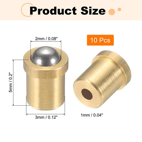 Heavy Duty 10 Pack 304 Stainless Steel Ball Plungers Featuring Slick Push Fit Design And Seriously Solid Five Newton Hold Perfect For Furniture Upgrades And Weekend Warrior Builds. Size dimensions shown with multiple views.