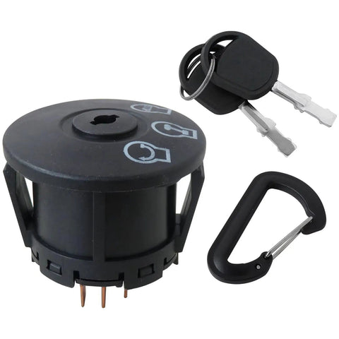 Ignition Starter Switch 3 Position With Key Fit For MTD Yard Machines And Yard Man Lawn Tractors 2013 2011 Replacement Part Easy Install Plug And Play, showing close-up of switch, keys, and mounting ring