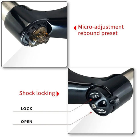 26 Inch Mountain Bike Suspension Fork With 100mm Travel For Disc And V Brakes 1 1/8 Inch Straight Steerer 28.6mm Quick Release Lockout