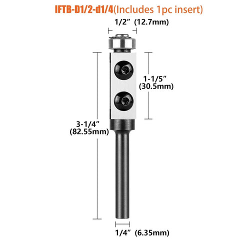 Hardcore Wood Flush Trim Router Bit Featuring Rock Solid Top Bearing 1/4 Inch Shank And Swappable Carbide Insert For Dead Easy Smooth Edge Trimming Every Time, 1/4 inch size.