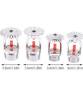 One Piece Pendent Sprinkler Head Delivering Powerful Fire Suppression With A Sure-Fire 68 Degree Rating, shown in various sizes.