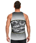 Men's Quick Dry Tank Top And Sleeveless Tee Crafted From Moisture Wicking Fabric With Lightweight Breathable Gym Wear Essentials Sweat Resistant Workout Shirt Real Deal Summer Activewear Staple, back view, graphic design.