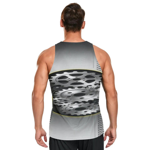 Men's Quick Dry Tank Top And Sleeveless Tee Crafted From Moisture Wicking Fabric With Lightweight Breathable Gym Wear Essentials Sweat Resistant Workout Shirt Real Deal Summer Activewear Staple, back view, graphic design.