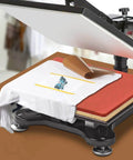 Nonstick Reusable PTFE Paper Sheets For Heat Press And Sublimation, 12x16 Inch, shown with heat press in crafting setting