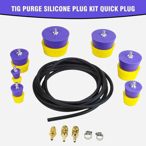 Silicone Purge Plugs Kit For Pipe Welding 0.9 To 4.0 Inch Back Purging Set with yellow and purple plugs and black hose