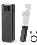 Juiced Up Battery Handle With Digital Display For DJI Osmo Pocket 4 And Pocket 3, Battery Grip With 5000mAh Xtra Muse, 22.5W Fast Charging shown with USB-C cable