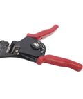 Heavy Duty Adjustable Wire Stripper Tool With Comfortable Grip designed for electricians, featuring red handles and high carbon steel.