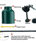 Green metal pistol-pump oil can with 9-inch flex and 3-inch straight spout, 8 oz capacity, by Amazon.