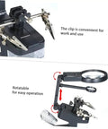 Usb Soldering Station With Led Magnifying Lamp And Adjustable Third Hand Clamp For Electronics Repair showing flexible arm and clamp