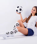 Woman wearing Eight Pairs Sublimation Socks Blanks Set With 15.7 Inch Heat Transfer Polyester Socks And Sublimation Jig For Adults And Youth
