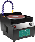 Rugged Benchtop Electric Sander And Water Cooled Knife Sharpener With 10 Sandpaper Discs Seven Variable Speeds Up To 3350 Rpm, side view of sander with water cooling feature.