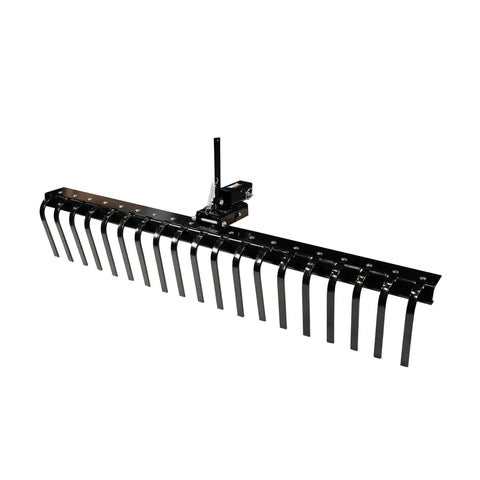 62 Inch Agricultural Landscape Rake With Tipper Latch And Spring Steel Tines for Field Debris Clearing