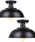 Farmhouse Black Semi Flush Mount Ceiling Light Fixture 2 Pack Industrial Style Indoor Lighting Matte Finish