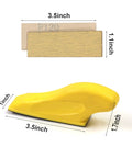 Go To 3.5 Inch By 1 Inch Sanding Block With 70 Piece Sandpaper Set showing block dimensions next to sandpaper size