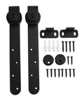 24 Inch Rail Set Sliding Barn Door Hardware Kit With No Fuss Heavy Duty Carbon Steel Tracks Big Shape Pulleys For Whisper Quiet Glide Black Finish Supports Up To 100 Lbs Easy DIY Cabinet Door Installation parts including brackets and screws