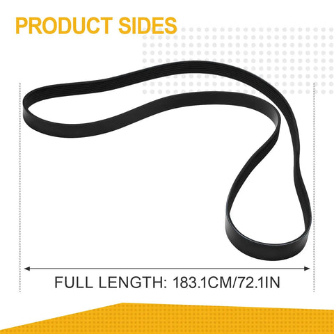 Premium Serpentine Drive Belt For Honda Accord 2009 To 2012 L4 2.4L Gas Engine Replaces 56992R40A01 7PK1831 showing side view and length 183.1cm.