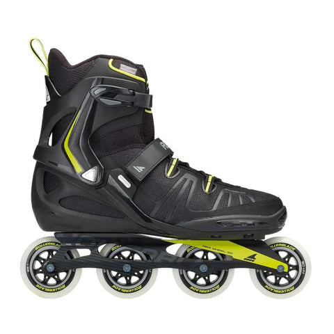 XL Men's Fitness Inline Skates With Beefy Shell And Cushy Liner, Double Wrap Closure, Pro Grade High Performance, Black And Lime