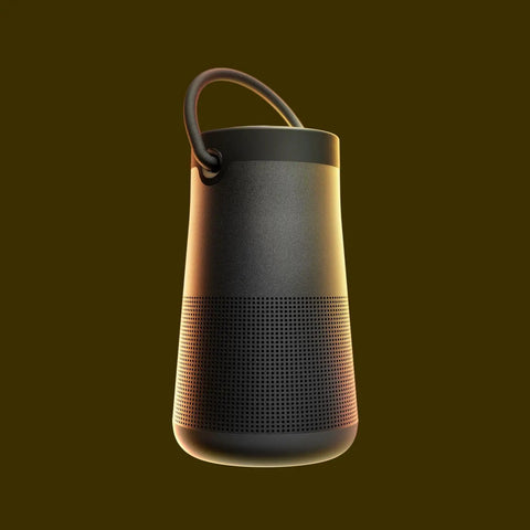 Revolve Plus II Portable Bluetooth Speaker With 360 Degree Sound And Built In Microphone Water Resistant Wireless Speaker With Up To 17 Hours Battery Life And Handy Carry Handle For Outdoors And Backyard Hangouts On The Go, front view with carry handle