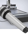 Side view of MT2 heavy-duty live tailstock center with silver shaft and black end cap