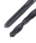 Close-up of DIY Ready Tap And Drill Bit Set Includes One 8 40 UN Straight Flute Tap And One 3.5mm Twist Drill Bit In Black Oxide HSS 6542