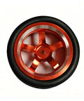 Drift Ready CNC Metal Wheels With 65mm Drift Tires And 12mm Hex Hub For One Tenth Scale RC Cars Upgrade Parts Kit Built To Take Harsh Runs And Tight Corners For Real World Drifting Like A Boss Durable Rubber Tread Smooth Drifts, red metal wheel