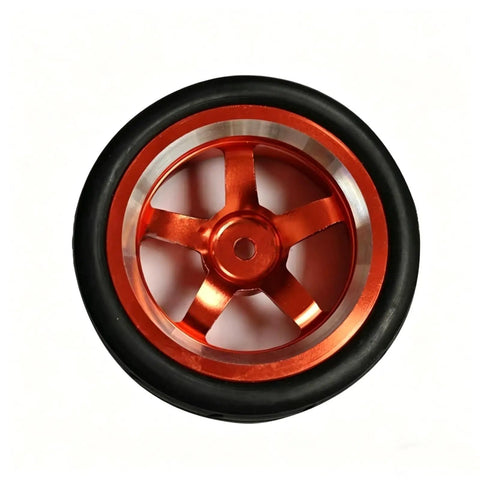 Drift Ready CNC Metal Wheels With 65mm Drift Tires And 12mm Hex Hub For One Tenth Scale RC Cars Upgrade Parts Kit Built To Take Harsh Runs And Tight Corners For Real World Drifting Like A Boss Durable Rubber Tread Smooth Drifts, red metal wheel