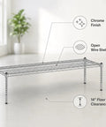 Must Have Heavy Duty Chrome Wire Storage Stand 14 By 54 By 14 Inches NSF Commercial Raised Shelving Unit For Foodservice Kitchens Restaurants Pantries Backrooms Organization And Stockroom Sorting, chrome open-wire shelf with 14-inch clearance