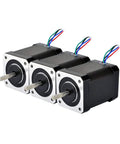 3pcs Nema 17 bipolar stepper motor kit, 60mm frames, 92 oz-in, 4-lead, 2.1A, Amazon brand, front view